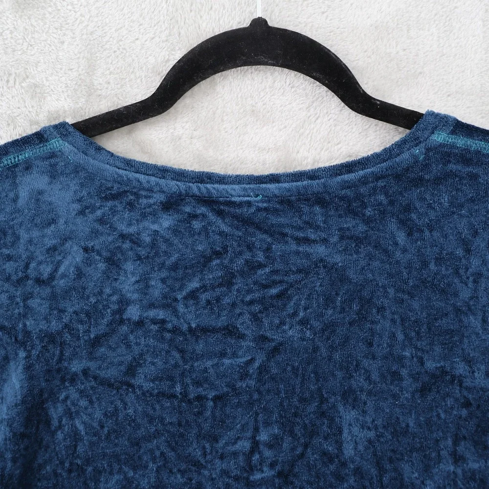 We The Free Luxe Crushed Velvet Tunic Top Women S Blue V-Neck Boho High-Low Swim